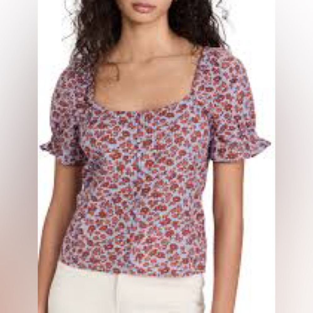 Madewell button front smocked back top piccola floral SIZE 6